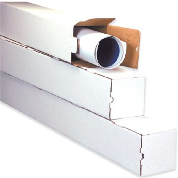 Box Packaging Square Mailing Tubes, 4"W x 4"D x 37"L, White M4437